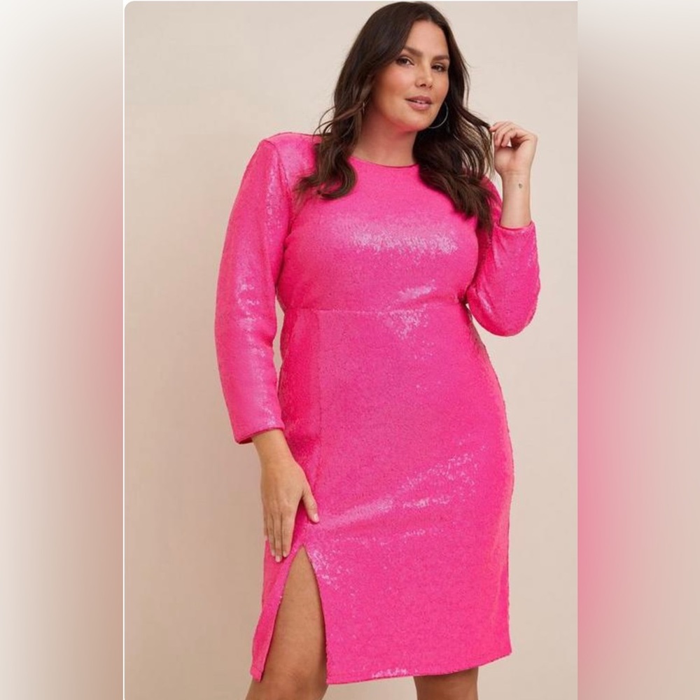 Pink Sequin Torrid Midi Dress